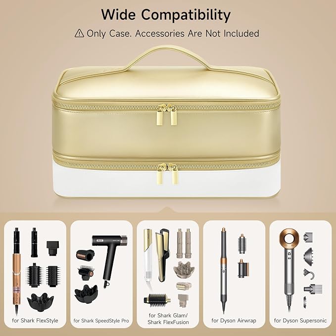 Travel Hair Dryer Case for Shark Glam, Portable Hair Tools Bag for Shark FlexFusion, Double-Layer Storage Carrying Case for Shark FlexStyle Blow Dryer, Silki Straightener & Glossi Attachments Holder
