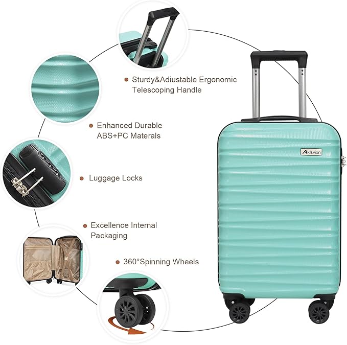 Luggage Set 3 Piece Luggage Set ABS hardshell Spinner Wheels Luggage Carry on - Image 2