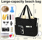 LEDAOU Large Beach Tote Bag Women Waterproof Sandproof Zipper Beach Tote Bag - Image 6