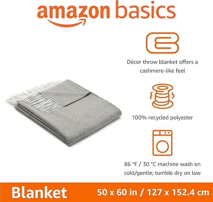 Amazon Basics Cozy Room Décor Throw Blanket, Lightweight, Recycled Polyester - Image 2