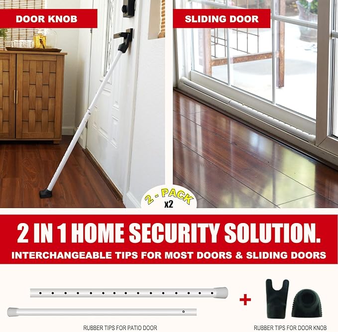 SECURITYMAN 2-in-1 Door Security Bar & Sliding Patio Door Security Bar via - Image 2