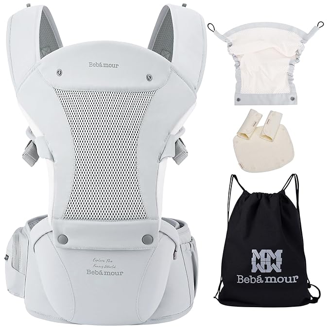 Bebamour Baby Carrier with Hip Seat, All-Position Breathable Mesh Hip Seat & - Image 5