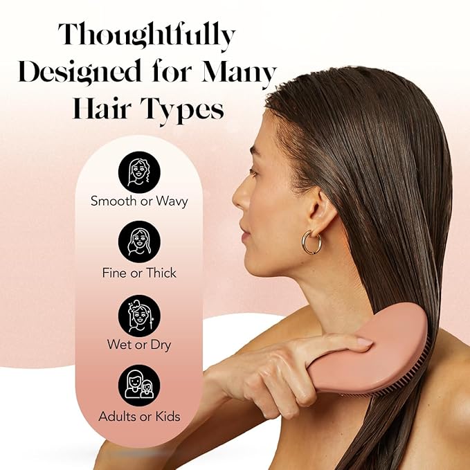 Kitsch Detangler Brush – Gentle Curly Hair Brush with Flexible Bristles for All Hair Types - Wet or Dry | Detangling Hair Brushes for Women & Men, Hairbrush for Adults & Kids - Terracotta