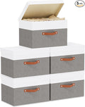 Fabric Storage Boxes with Lids, Linen Foldable Cloth Baskets, 17.7 x 11.8 x by YheenLf