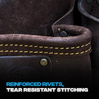Ox Tools Pro Construction Tool Belt - 22-Pocket Leather Tool Belt Pouches - Rig Made of Oil-Tanned Leather with Double-Stitching and Steel Rivets - OX-P263604