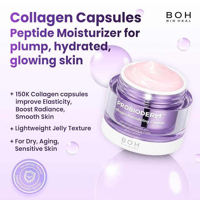 BIOHEAL BOH Probioderm™ Collagen Remodeling Cream 1.69 fl oz (50 ml) | Pore Tightening Cream with 150,000 Collagen Capsules for Firmness & Smooth Texture | Lightweight Moisturizer for Flawless Skin