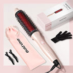 Infrared Thermal Brush 1.65”, 100M Negative Ions 2-in-1 Curling & Straightening Round Brush, 6 Heat Settings, Dual Voltage Styler, Lightweight & Quiet, Auto Shut-Off, Elegant Gift Box for Women
