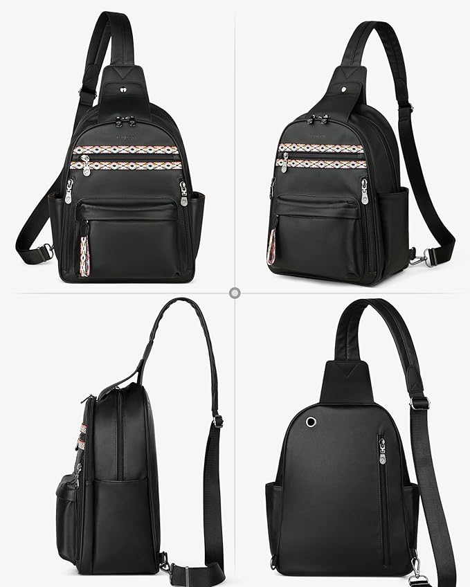 FADEON Large Sling Bag for Women, Leather Crossbody Purse Designer Anti Theft - Image 7