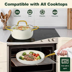 Pots and Pans Set Non Stick, 7 Piece White Granite Induction Cookware Set - Image 5