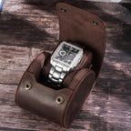 Leather Single Watch Case, Genuine Leather Vintage Watch Roll Travel Case - Image 7