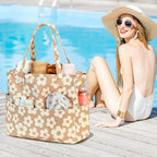 LEDAOU Large Beach Tote Bag Women Waterproof Sandproof Zipper Beach Tote Bag - Image 3