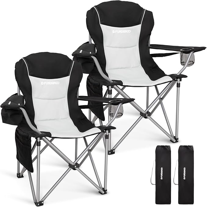 FUNDANGO Folding Camping Chair Heavy Duty, 2 Pack Oversized 440 Lbs Support by FUNDANGO