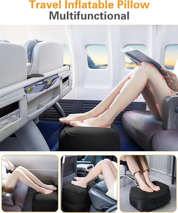 Sunany Inflatable Foot Rest Pillow, Adults Airplane Travel Pillow-Adjustable - Image 2