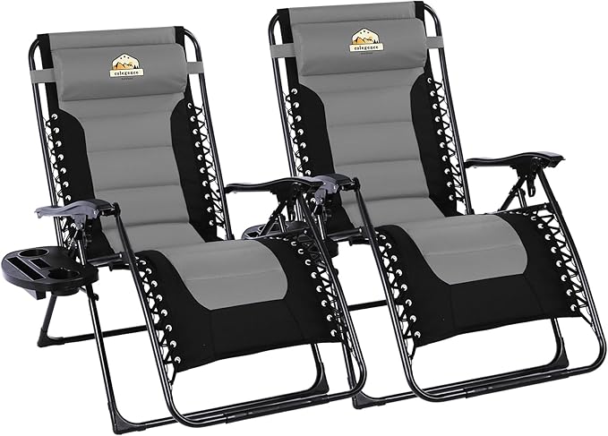 Oversized Padded Zero Gravity Lounge Chair Set of 2, Foldable Patio Anti by ColegenceOutdoor