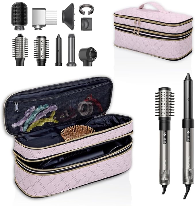 Hair Dryer Travel Carrying Case, Curling Iron Storage Bag, Slim Expandable Handheld Dual-Layer Travel Storage Bag for Dryer/Hair Tool Organizer/Style Organizer