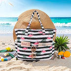 LEDAOU Large Beach Tote Bag Women Waterproof Sandproof Zipper Beach Tote Bag - Image 3
