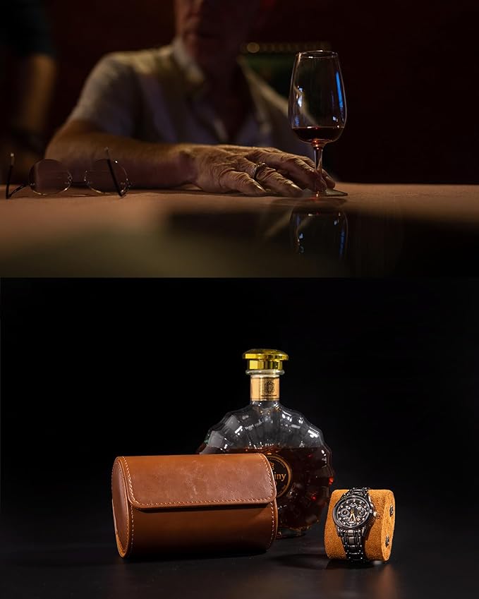 MR.OKAY 2 Watch Travel Case-Classic Leather Watch Case - Image 4