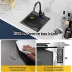 Small Black Kitchen Sink, 15x15 Inch Stainless Steel Drop In Topmount Kitchen - Image 4