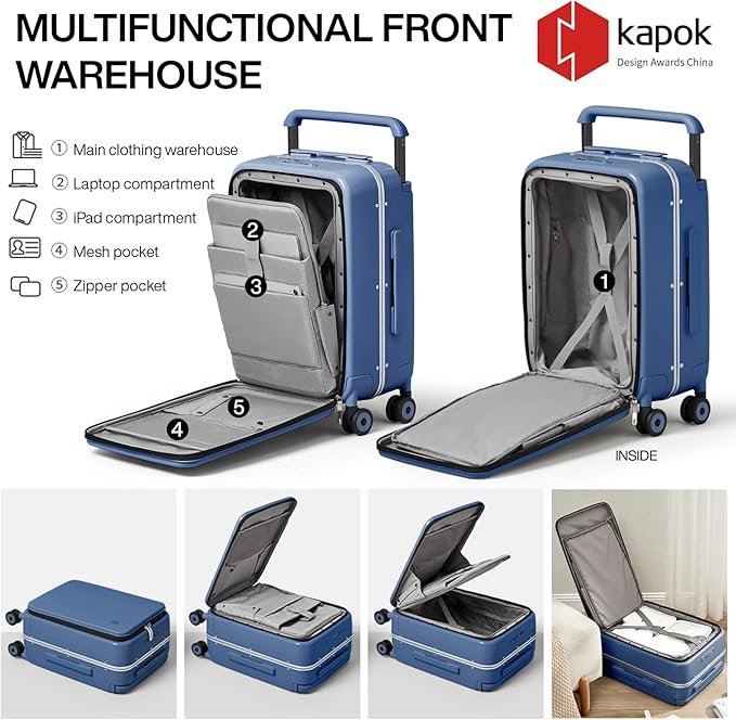 mixi Carry On Luggage Wide Handle Luxury Design Rolling Travel Suitcase PC - Image 3