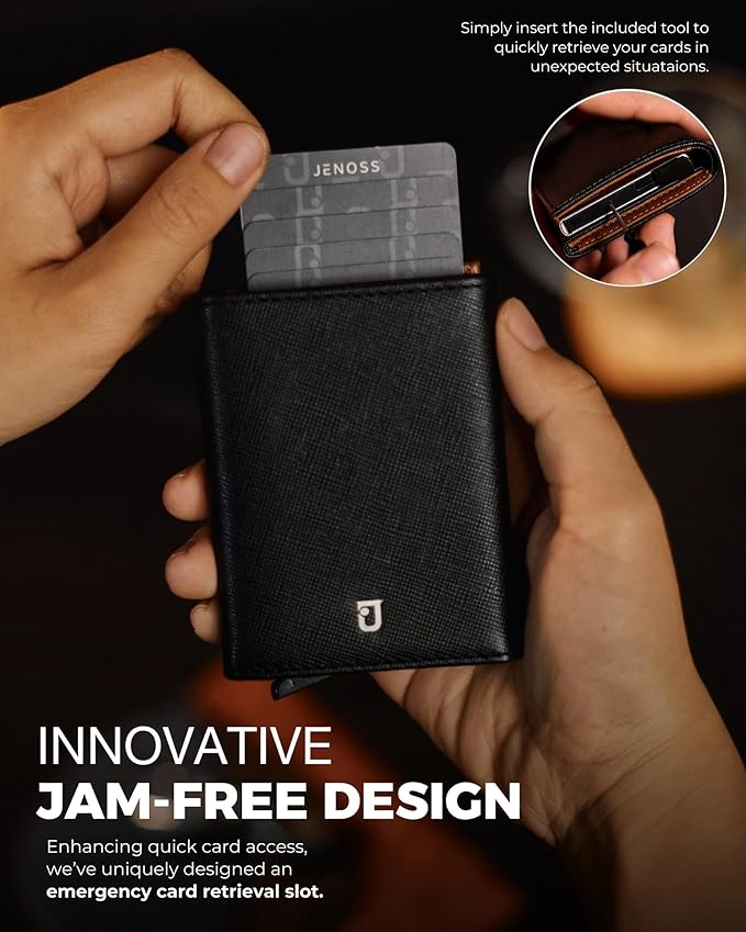 Jenoss Smart Wallet For Men: Full Grain Leather, Handcrafted, Slim RFID - Image 3