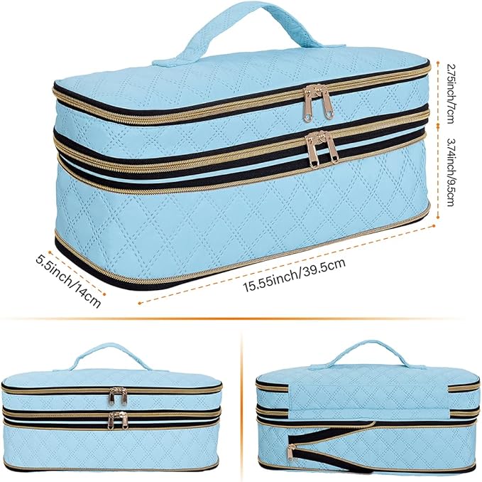 Hair Dryer Travel Carrying Case, Curling Iron Storage Bag, Slim Expandable Handheld Dual-Layer Travel Storage Bag for Dryer/Hair Tool Organizer/Style Organizer