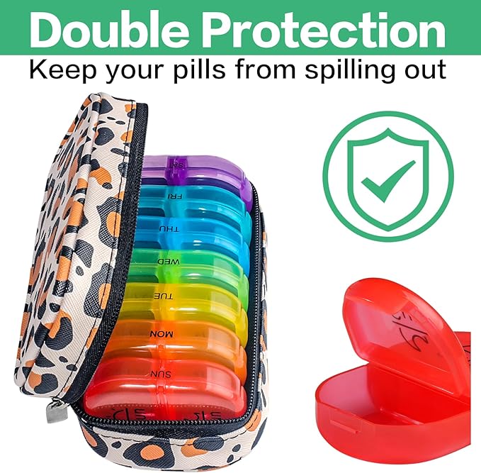Serfeymi Weekly Travel Pill Organizer 2 Times A Day AM PM Upgraded Rainbow Pill - Image 5