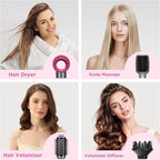 IG INGLAM 4 in 1 Hot Air Brush, Negative Ion Detachable Hair Styler & Volumizer with 2 Brush Heads, Updated Push Switch, Gray