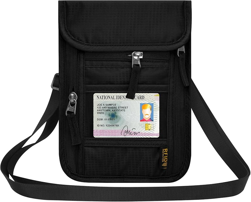 Neck Wallet for Travel, Passport Holder Neck Pouch for Men Women by HOTEMIA