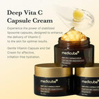 medicube Uneven Skin & Firm Duo: Deep Vitamin C Golden Capsule Face Moisturizer and Salmon DNA PDRN Pink Collagen Capsule Cream