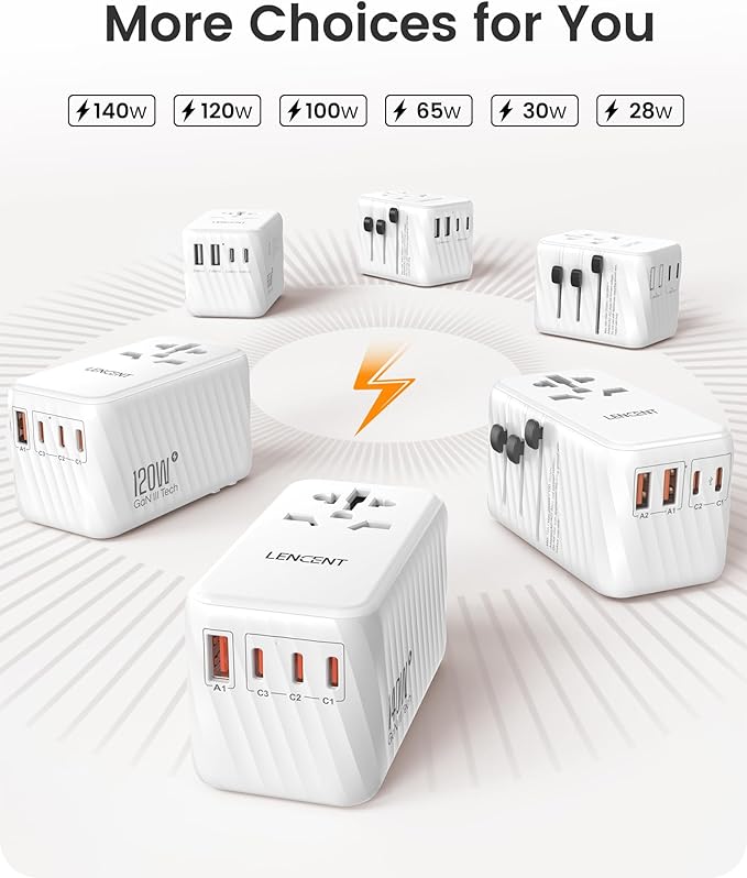 LENCENT International Travel Adapter, 65W GaN3 Universal Fast Charger - Image 6