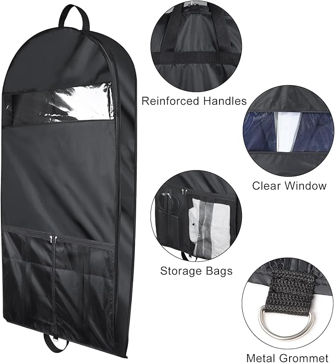Univivi Garment Bags for Travel and Storage 43" Hanging Suit Bag Clear Suits - Image 4