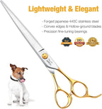 JASON 7.5" Dog Grooming Scissors Cats Trimming Shears Professional Pets Scissor Kit for Right Handed Groomers Gold Sharp Shear Christmas Gift
