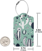 2 Pack Cute Cactus Green Suitcase Tags Identifiers Unique Leather Luggage Tags - Image 5