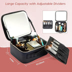 Travel Makeup Bag with LED Mirror – Waterproof Cosmetic Train Case with - Image 2