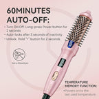Thermal Brush, MINI & Tiny 1 Inch Ionic Curling Brush for Shiny Hair, Tourmaline Ceramic Ionic Curling Iron Brush for Short to Medium Hair, Adjustable Temperature, Dual Voltage, Compact-Size