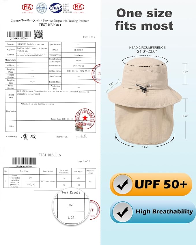 Water-Resistant Sun UPF 50+ Bucket Hat Protection Packable Brimmed Boonie - Image 3