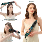 Aima Beauty Hair Dryer Brush, One Step Hair Dryer & Volumizing Hot Air Brush, 3 Heat/Speed Settings, Advanced Ionic Technology, Ceramic Coating, Nylon Pins & Tufted Bristles, Dark Green, 1000W, 125V