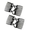 2Pcs Black Adjustable Elastic Hair Comb,Stretchy Double Comb Hair Clip,No Crease Hair Pins Double Slides Hairpins Combs Women Hair Styling Accessories Hair Care Styling Tools and Appliances