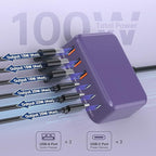 USB C Charger Block, 100W GaN 6 Port PD USB C QC USB A Wall Charger Adapter - Image 7