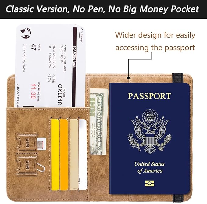 Passport Holder Cover Wallet Travel Essentials RFID Blocking Leather Card Case - Image 3