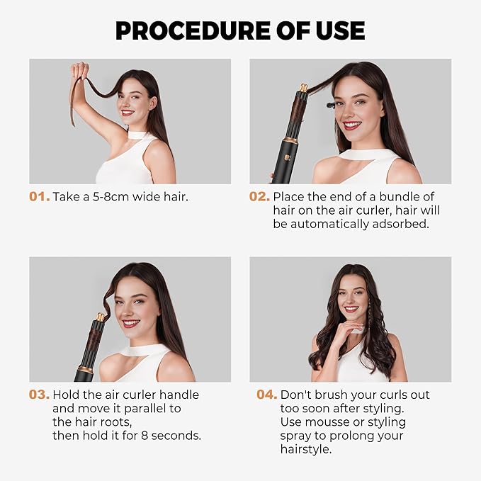 5 in ONE Blow Dryer Brush, Curling Wand Hair Styling Tools Set, Ionic Hot Air Hair Dryer, Massage Oval Hair Dryer, Left&Right Hair Curlers 100-120V