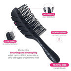 Milano Collection Women’s Gentle No-Tangle Wet & Dry Speed Styling Wide Bristle Wig Brush for Human Hair Wigs, Synthetic Wigs & All Types of Human Hair (Mini)