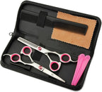 Professional Hair Cutting Scissors Shears Barber Thinning Set Kit- Family Hair Cutting,Barber Hair Cutting Tool Thinning texturizing/Pink 6"