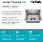 KRAUS Fairlane 15-inch Undermount Single Bowl 18-Gauge Stainless Steel Kitchen - Image 4