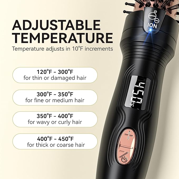 Thermal Brush, MINI & Tiny 1 Inch Ionic Heated Round Brush for Smooth Style, Tourmaline Ceramic Cepillo para Pelo for Short to Medium Hair, Adjustable Temperature, Dual Voltage, Compact-Size