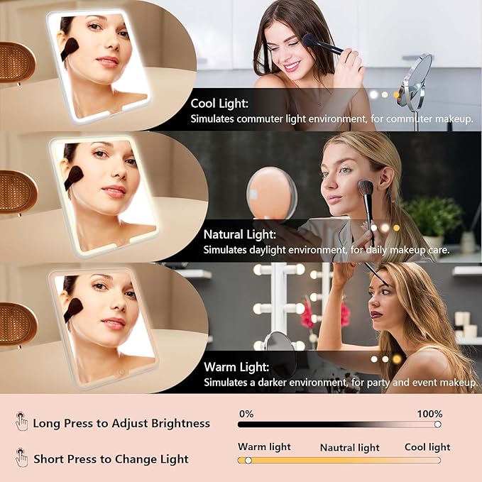 Travel Makeup Bag with LED Mirror Travel Makeup Organizer with 3 Lighted - Image 2