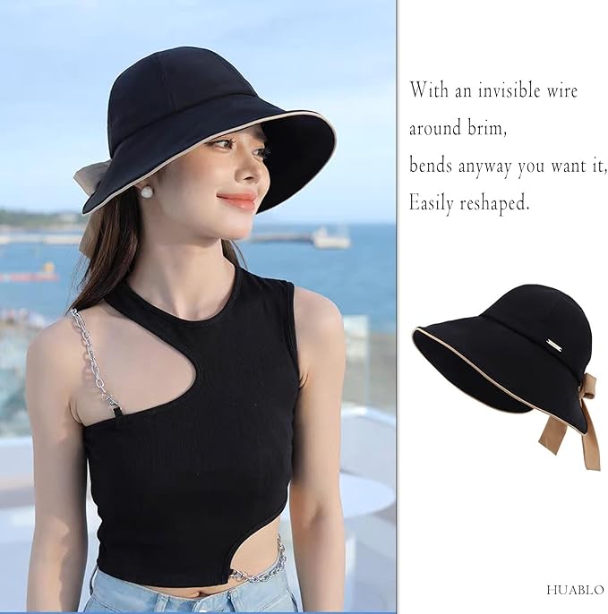 Wide Brim Hats for Woman Foldable Hats Sun Hats for Women uv Protection Bowknot - Image 8
