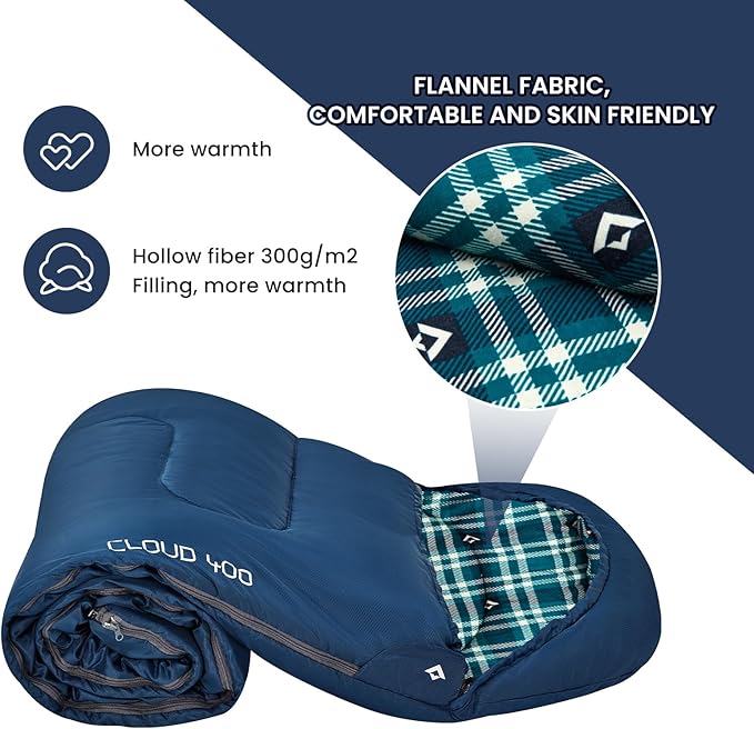 KingCamp Sleeping Bag for Adults, Cold Weather & Warm XL Big and Tall Flannel - Image 5