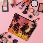 Tropical Beach Makeup Bags Makeup Organizer, Hawaii Ocean Beach Palm Trees Sunset Flax Toiletry Bags Travel Cosmetic Bag Makeup Purse Pouch Skincare Bag Wallet Bags For Women Female Mom
