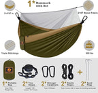 Camping Hammock with Net, Portable Lightweight Double Hammocks with Tree Straps - Image 2